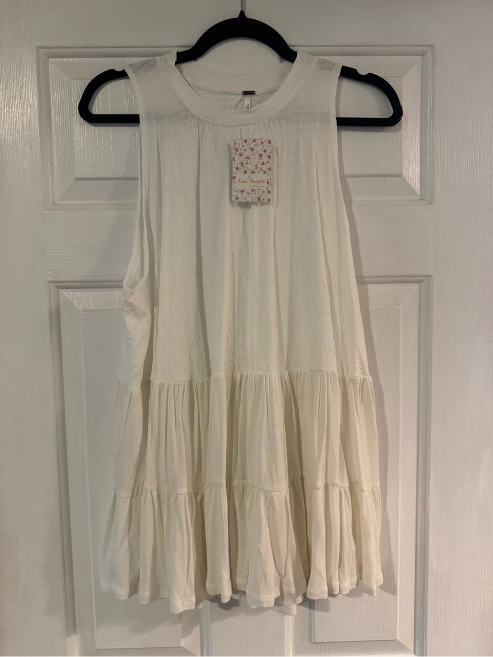 Free People Cream Tiered Tank Top